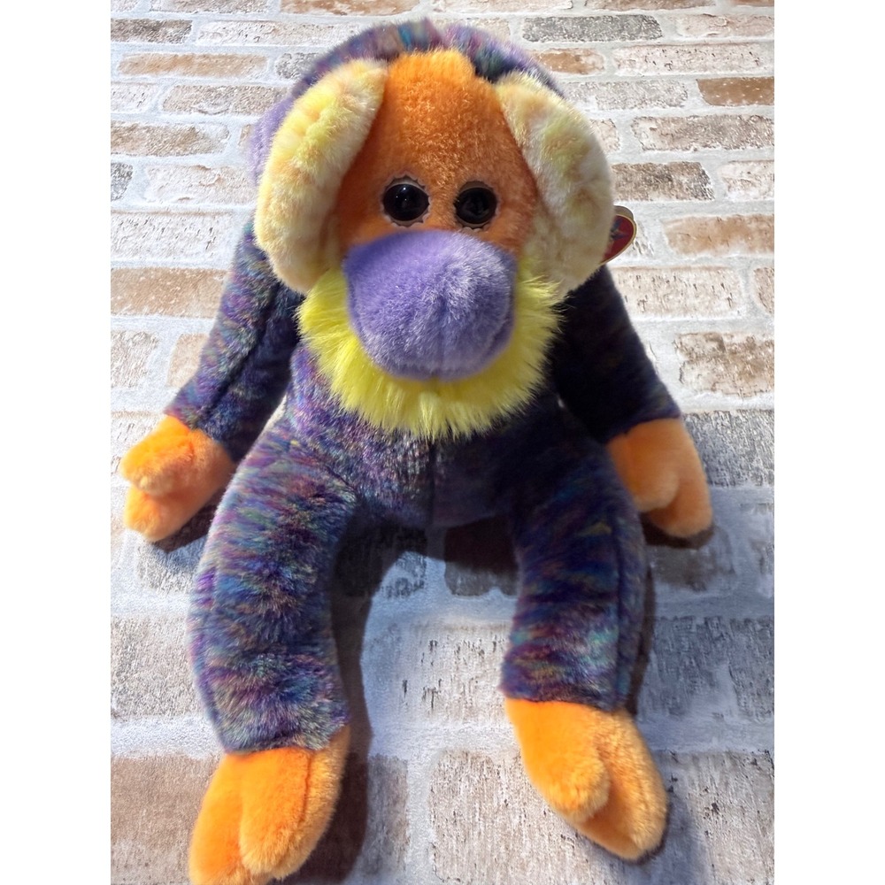 Ty Beanie Buddy Bananas the Orangutan Multi Color Tie Dye Plush Monkey 2000 14"